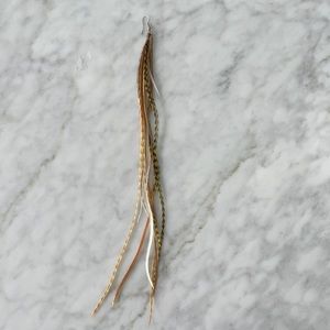 Boho Multi-Strip Feather Dangle Earring in Brown and Tan